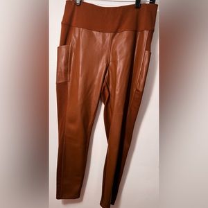 Ankle Length Pant with Faux Leather Panels